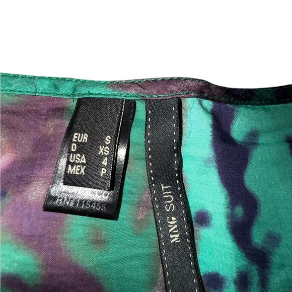 MNG Suit Colorful Orange & Teal Green Patterned Women's Blouse Top Size Small - Picture 5 of 5